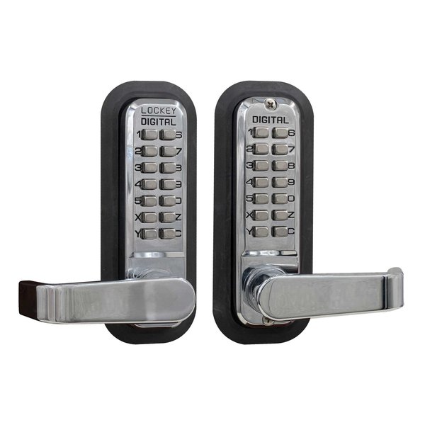 Lockey Mechanical Keyless Lever Lock W/ Passage Double Combination Bright Chrome 2835DC-BC